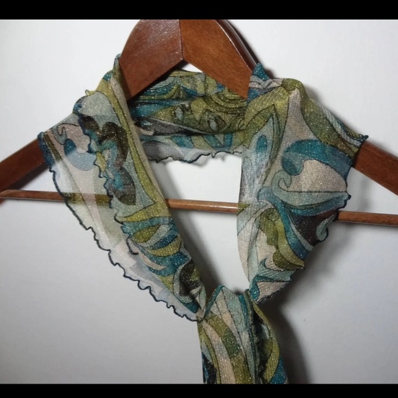 Vintage Authentic Retro 60's or 70's Stretchy Floral Hair or Neck Scarf - Picture 4 of 9